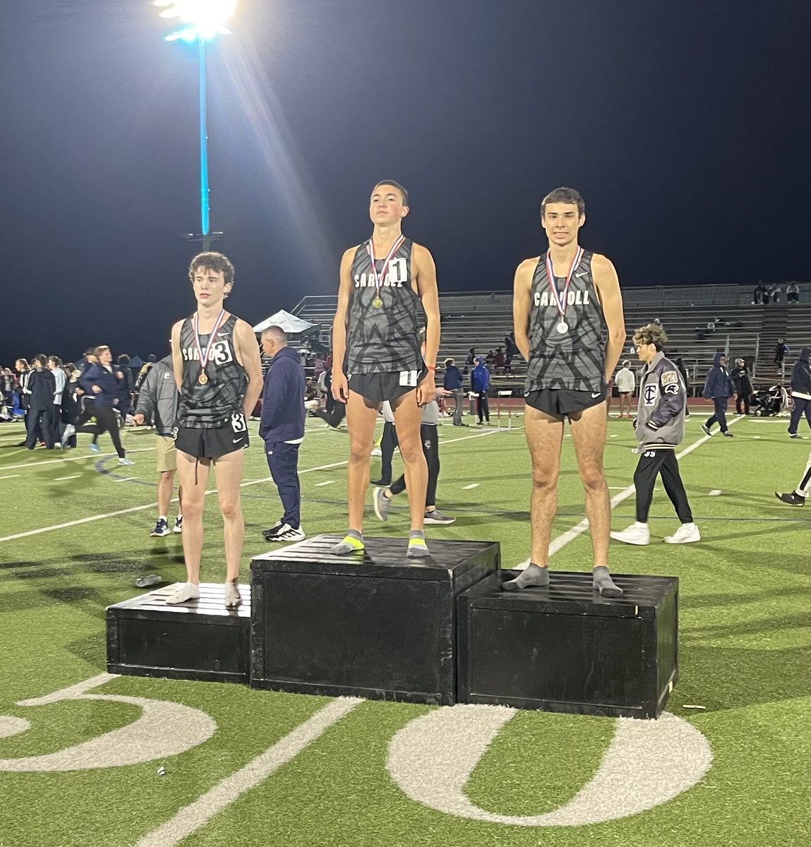 Congratulations to Jaxon Glenn (1st place), Michael Fuller (2nd place) &amp; Nathan Calvert (3rd place) on their District 4-6a JV 1600 meter performances!