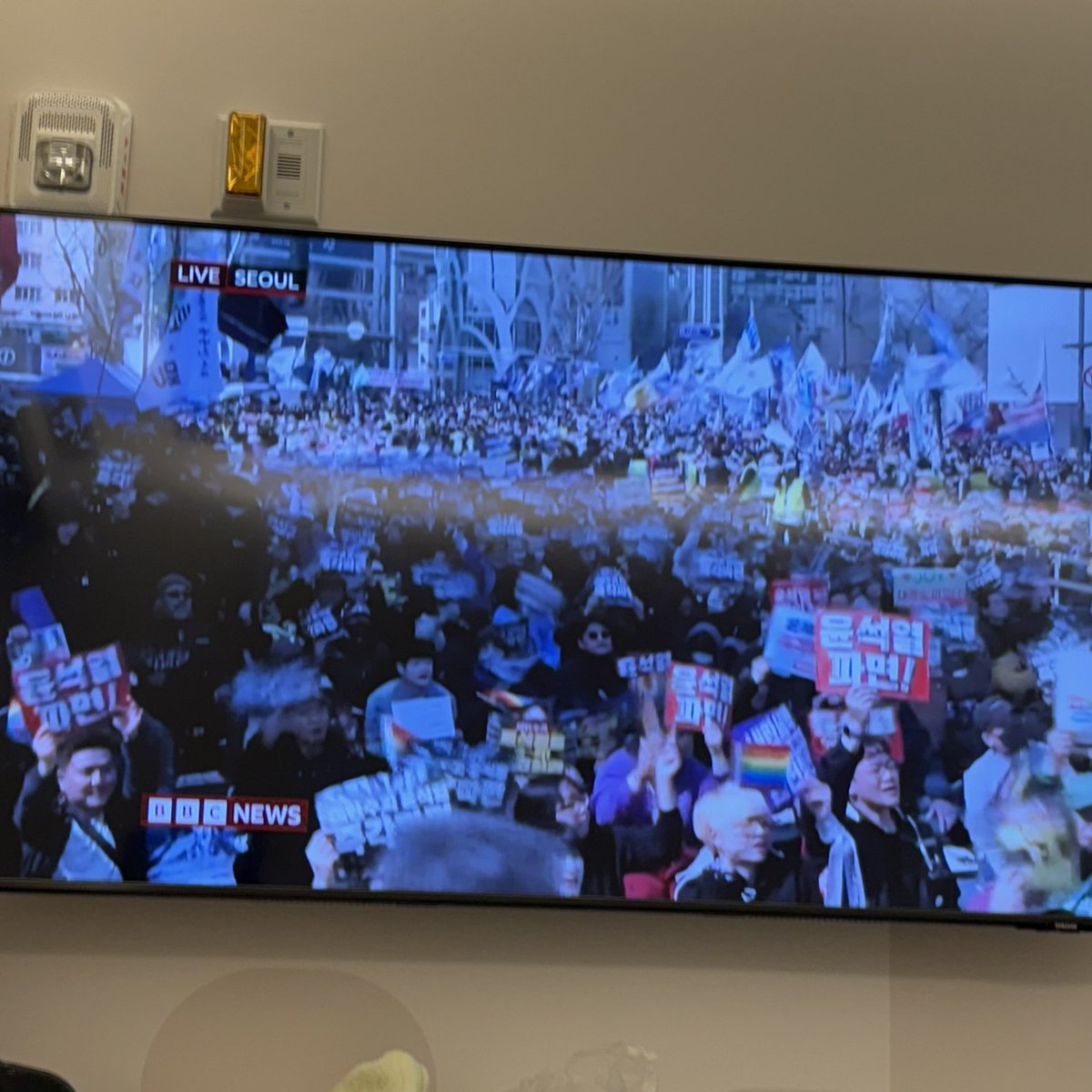 호텔에서 bbc 뉴스 틀자마자 나오는게 윤석열 파면 시위라서 순간 한국인줄
