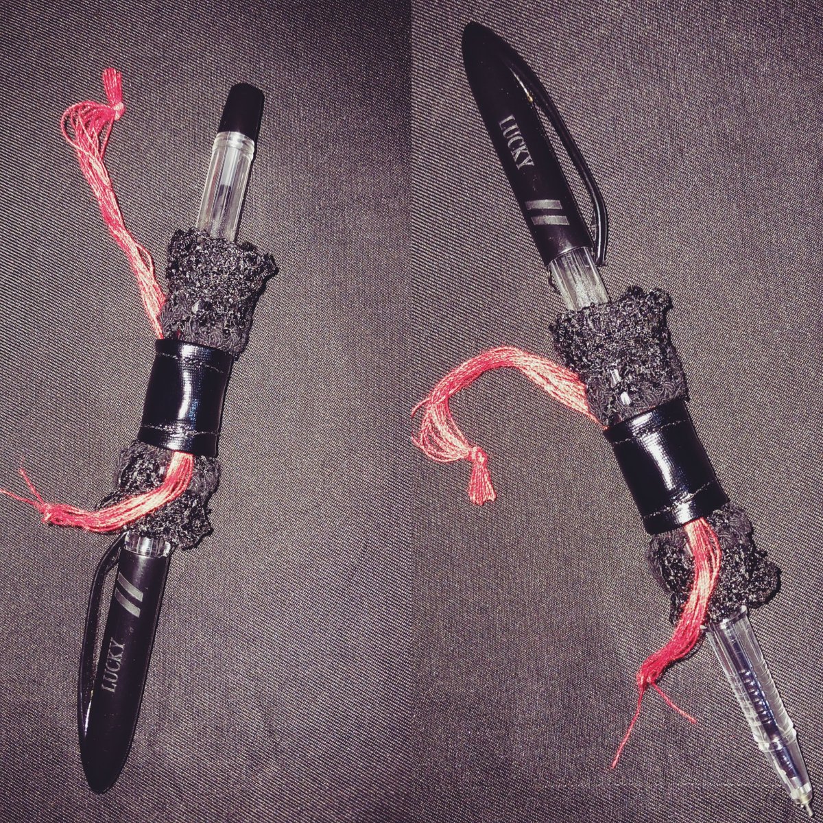 TichennyTC's tweet photo. VVMP PEN 🧛🏿‍♂️🧛🏿‍♀️⚫✒✨

          A pen with a BLACK LACE JACKET ⚫🧥 and a RED ROPELIKE THREAD 🔴🧵 ✨

#FASHIONFRIDAY
#FASHIONPEN
#VVMPPEN
#FASHION
#FRIDAY

VIEW CATALOGUE ON WHATSAPP🟢
🧐👕✨ https://t.co/K9EI9fQBFK https://t.co/rW8hfXVB2W