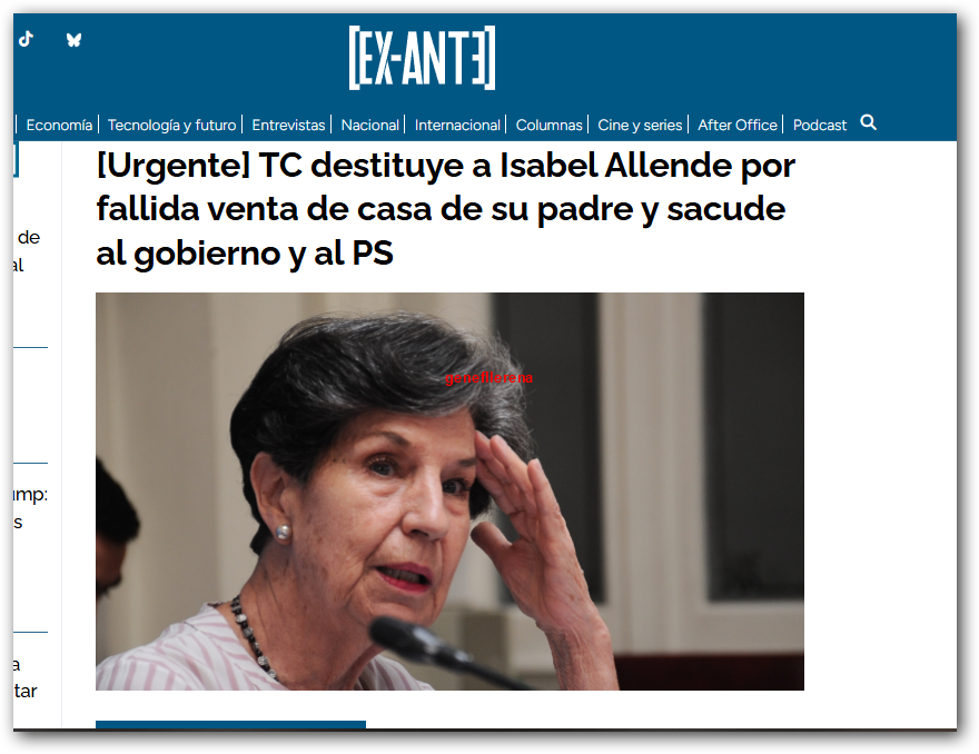 gene_llerena's tweet photo. DESTITUIDA senadora socialista ISABEL ALLENDE; excelente noticia, una CORRUPTA destituida, cuestión q permite concluir q los diputados q "salvaron" a la ex ministro maya fernandez ALLENDE, son igual de CORRUPTOS, entonces, ¿pq no pueden ser investigados por PREVARICACIÓN? 🤔 https://t.co/RcA27EgYvj