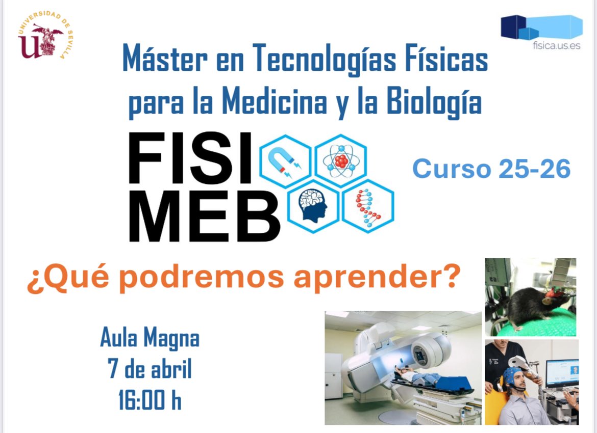 José Domingo Sanmartín Sierra (@jd_sanmartin) on Twitter photo 📢 El 7 de abril a las 16:00, en el Aula Magna de la <a href="/fisicaUS/">Facultad Física US</a> de la <a href="/unisevilla/">Universidad de Sevilla</a>, presentamos el Máster en Tecnologías Físicas para la Medicina y la Biología, dirigido por <a href="/ManuelJ_Freire/">Manuel Jose Freire</a>
Participaré junto a <a href="/lmescu/">Luisma Escudero</a> y Antonio Leal.
📺Síguelo: lnkd.in/dmCZAvHR 📢 El 7 de abril a las 16:00, en el Aula Magna de la <a href="/fisicaUS/">Facultad Física US</a> de la <a href="/unisevilla/">Universidad de Sevilla</a>, presentamos el Máster en Tecnologías Físicas para la Medicina y la Biología, dirigido por <a href="/ManuelJ_Freire/">Manuel Jose Freire</a>
Participaré junto a <a href="/lmescu/">Luisma Escudero</a> y Antonio Leal.
📺Síguelo: lnkd.in/dmCZAvHR