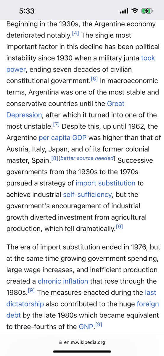Jack_Raines's tweet photo. Reminder that Argentina was one of the world’s strongest economies until Peron decided to replace foreign imports with domestic production. https://t.co/5d4NRT3vF0