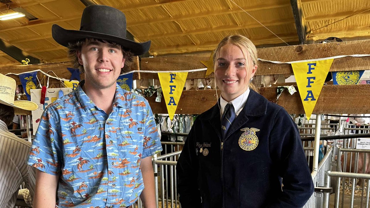 NationalFFA's tweet photo. Blue jackets and cowboy hats—name a more iconic duo! 🤠💙 #FFAProud #AgLife https://t.co/sP7v6ZJfhQ