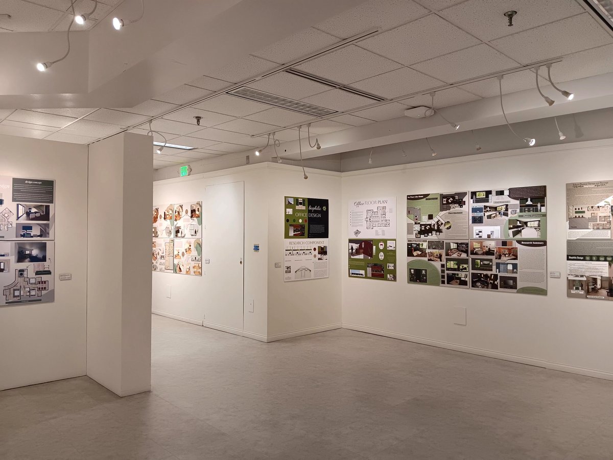 A great 2025 #InteriorDesign Senior Exhibition is now on display in the Visual Arts Gallery on the #PFW campus until April 27th. Check out our students' creative projects that strive to enhance the human experience. Congratulations to everyone! #seniorstudio #SoTL
