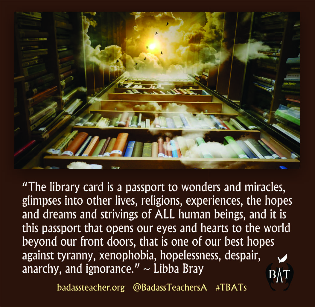 NancyOsborne180's tweet photo. Libraries are passports to the world. And one of the "best hopes against tyranny, xenophobia, hopelessness, despair, anarchy, and ignorance." That's precisely why they are under attack. #SaveOurLibraries #SchoolLibraryWeek #SupportPublicSchools https://t.co/jEDHVCjRrc