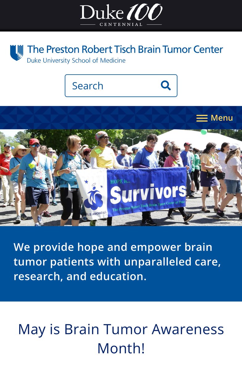 KickBrainTumors's tweet image. #BrainTumorThursday #BTSM @KickBrainTumors Voices of Hope🧠 Preston Robert Tisch Brain Tumor Center at Duke🧠cancer.duke.edu/btc/modules/vo… … …