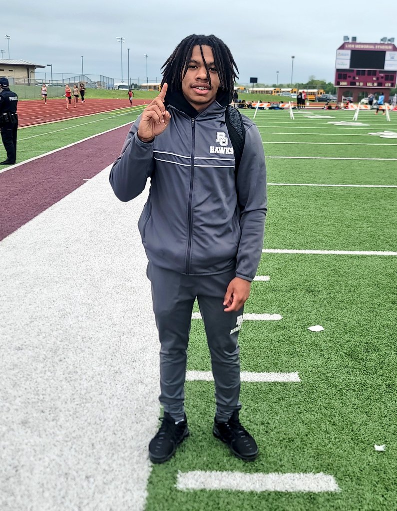Congratulations to Daylon Johnson for his personal best finish of 10.75 in the 100-meter dash. He will advance to the area meet! #HawkSpeed