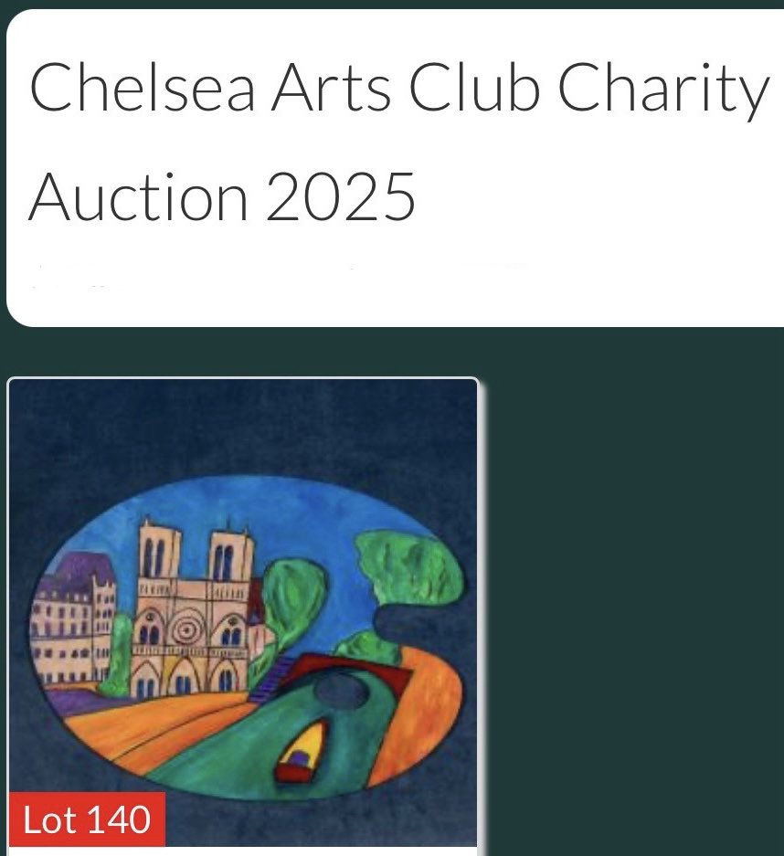 I painted Paris on a palette and it’s currently exhibited <a href="/chelseaartsclub/">Chelsea Arts Club</a> as part of the Chelsea Arts Club Charity Auction 2025🌞 Already 8 bids! 

Bidding closes on Friday 8pm - all proceeds go to 2 charities supporting artists.

jumblebee.co.uk/chelseaartsclu…
#art #auction #painting