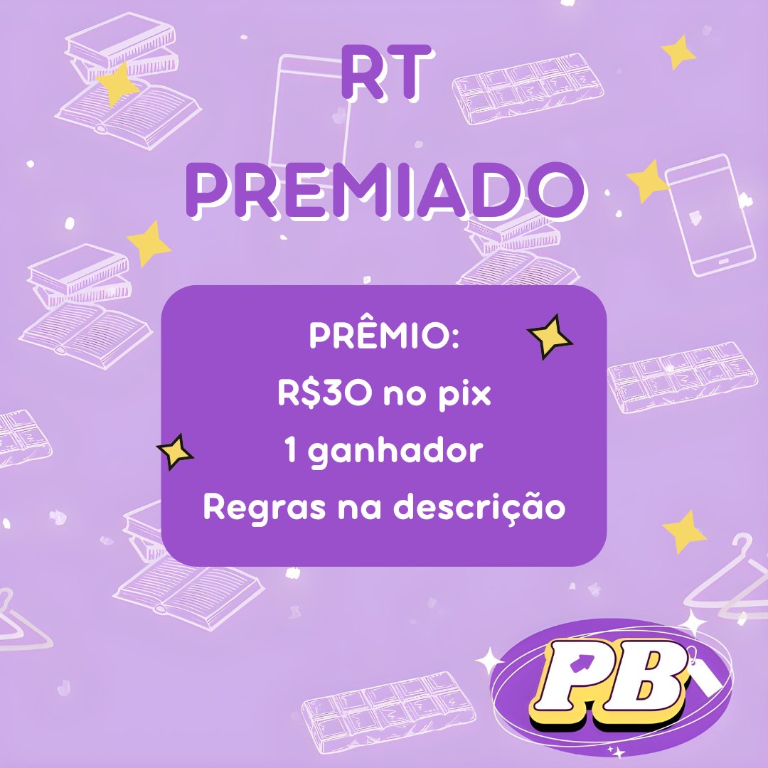 BugsPromo's tweet photo. 💜 RT PREMIADO 💜

🏆 PRÊMIO:
— R$30 em livros ou p1x
— 01 ganhador

📌 REGRAS:
— Seguir @BugsPromo
— Dar RT nesse post sem citar
— Comentar que está participando

⚠️ Os RTs valem para os tweets entre 03/04 a 06/04.
🗓️ Resultado dia 07/04 (de manhã) https://t.co/dKCuKKzu69