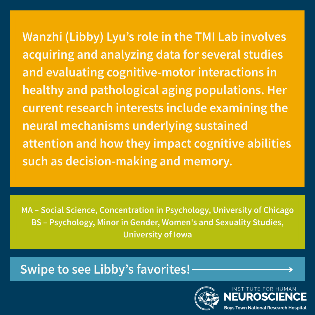 tmilab's tweet photo. Meet Libby Lyu, a Research Assistant in the Translational Motor Imaging Lab!

#instituteforhumanneuroscience #research #mitochondria https://t.co/HvlmC9s4IQ