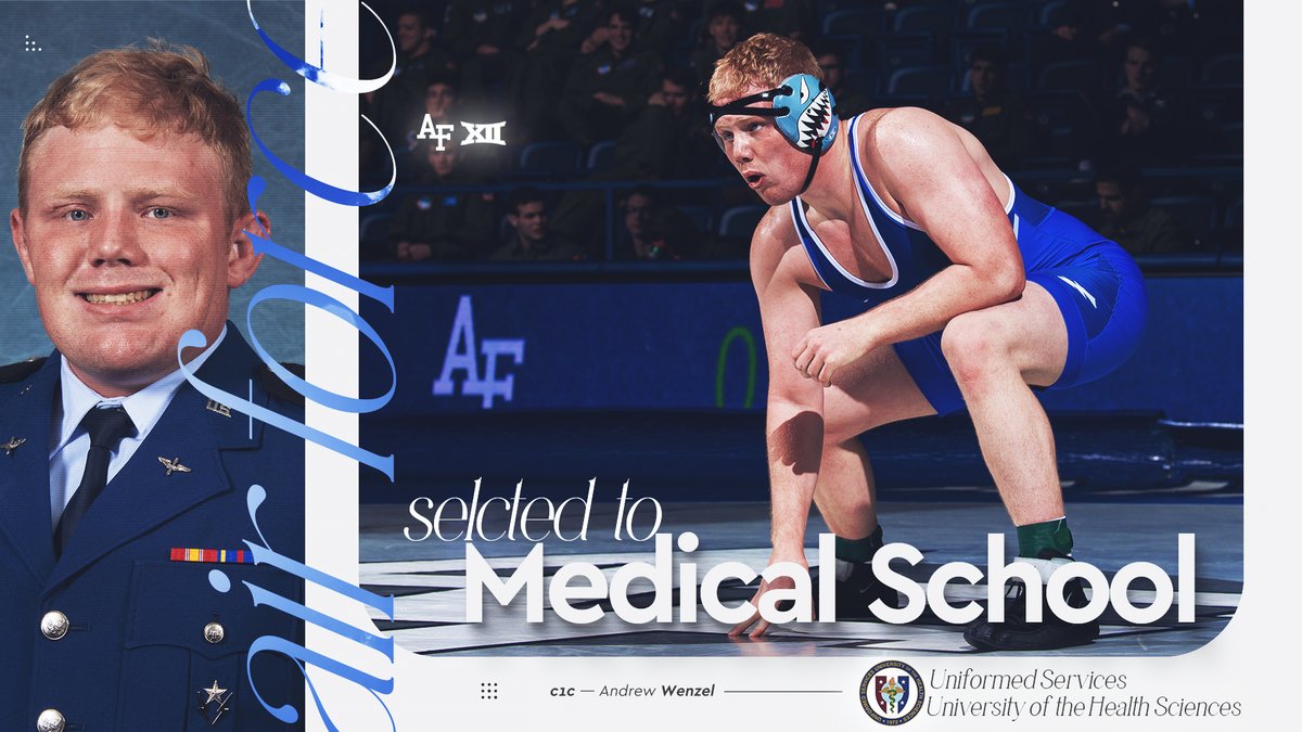 Big time congrats to our very own C1C Andrew Wenzel who was selected to attend medical school upon graduation! Andrew is headed to Uniformed Services University of the Health Sciences to pursue medicine! GO FALCONS! #FlyFightWin ⚡️🤼➡️🥼🩺