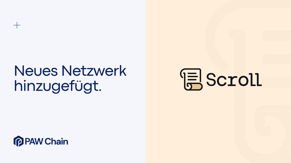 PAW Chain unterstützt jetzt
<a href="/Scroll_ZKP/">Scroll</a>
! 📜

Entwickler und Projekte auf PAW Chain können jetzt Scrolls innovative zk-rollup-Technologie nutzen, um innerhalb unseres Layer-3-Ökosystems zu skalieren.

Mit Scroll erweitern sich die Möglichkeiten für dezentrale Anwendungen – Zeig