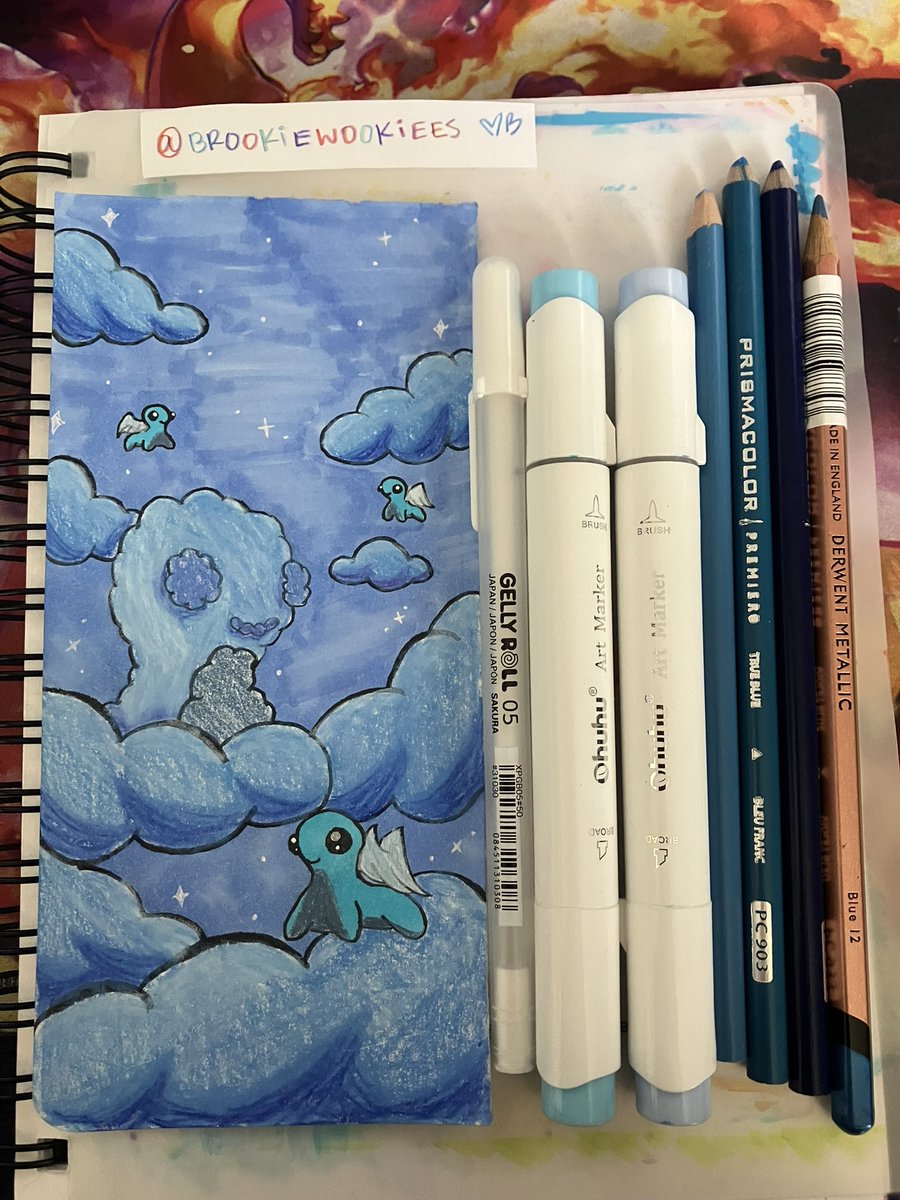 colored this for an art challenge on insta but gonna be doing a digital wallpaper version soon :p 🦕