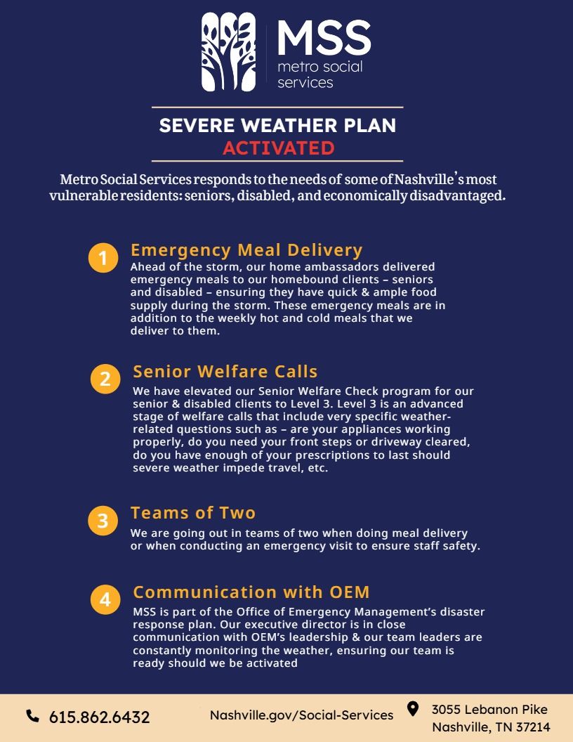 Our Severe Weather Response plan is officially activated. Here's a look at how we protect our most vulnerable. #HopeAndHelp Be #WeatherAware
