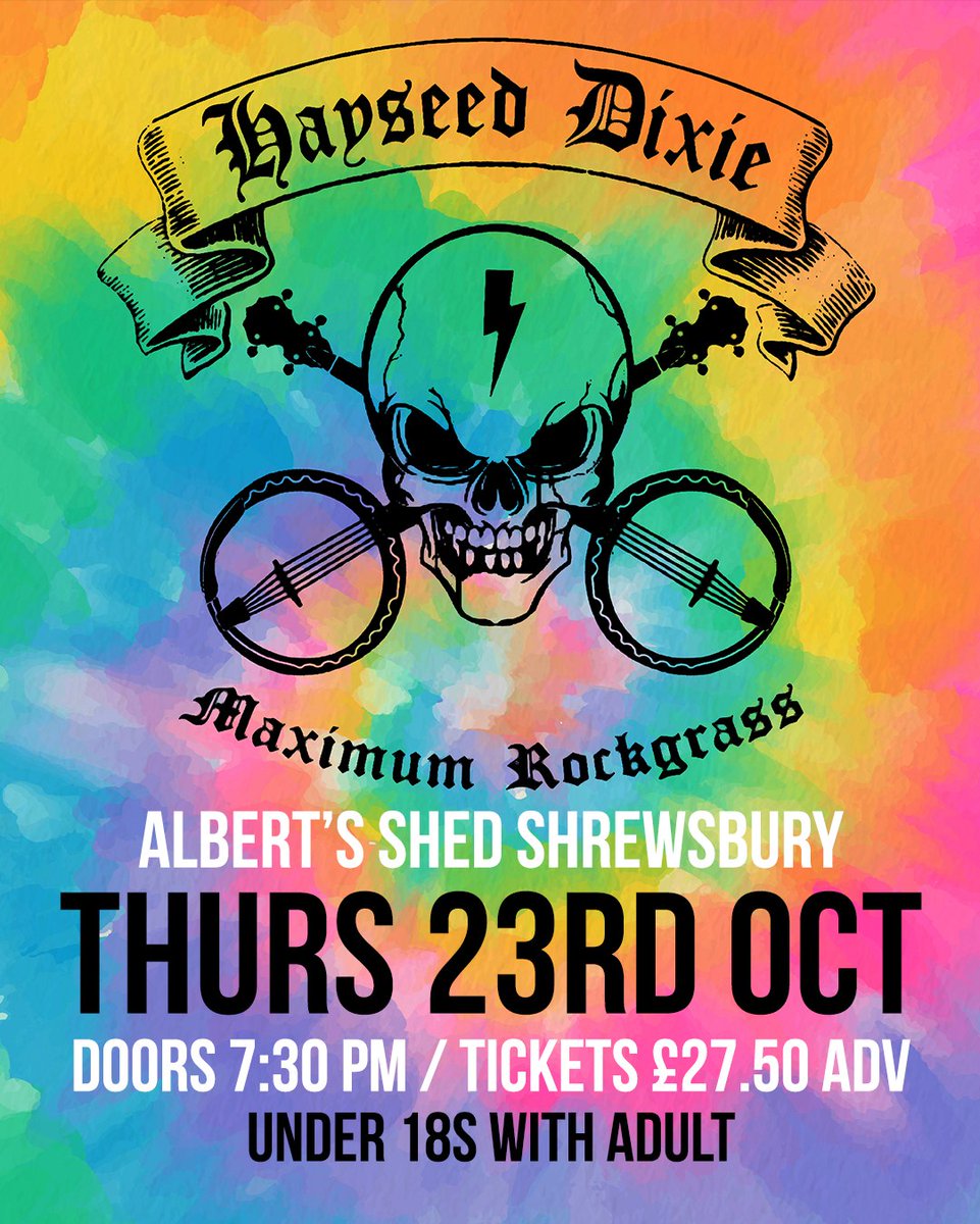 Hayseed Dixie x Albert's Shed Shrewsbury. Need to know more ⬇️ 

“Hayseed Dixie highlights the worth of mountain music to all things rock: energy, dirt-punk rhythm, careening harmonies and the fundamental right of all no-good fuck-ups to raise hell come Saturday night.” - Uncut