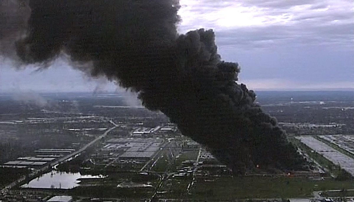 aaronellis01's tweet photo. On this date in our history the infamous GE fire broke out after crazy night of wx. It was 10 years ago. 4-3-15. Talk about  crazy night. I worked a 24 hour shift that day. https://t.co/Qn48GbqPFR