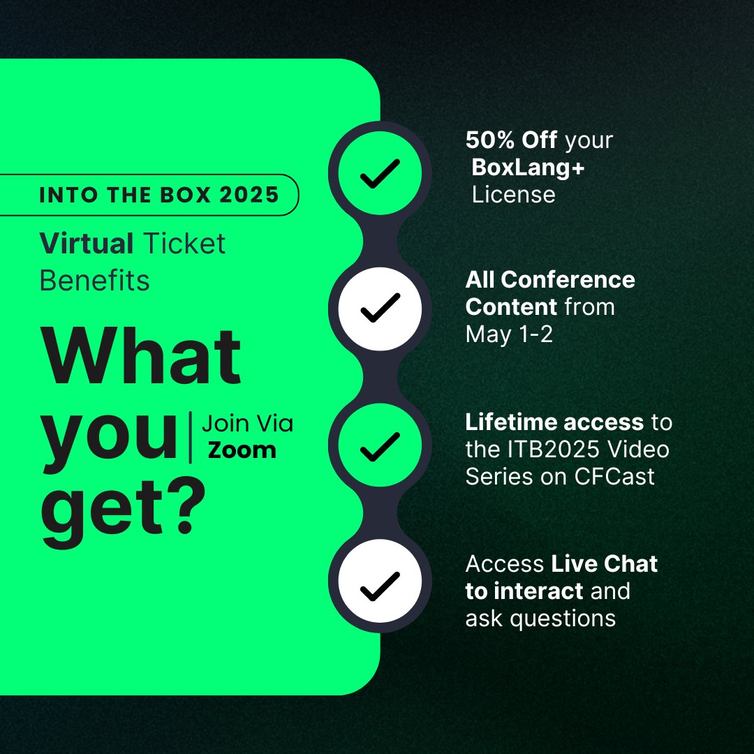 ortussolutions's tweet image. Join Us Online for Into the Box 2025 from anywhere in the world! 🚀
Save your seat for just $199 at ITB_Virtual_2025.eventbrite.com
Don’t miss the ultimate modern web development event live and online! Get exclusive insights, connect with experts, and level up your skills from anywhere…