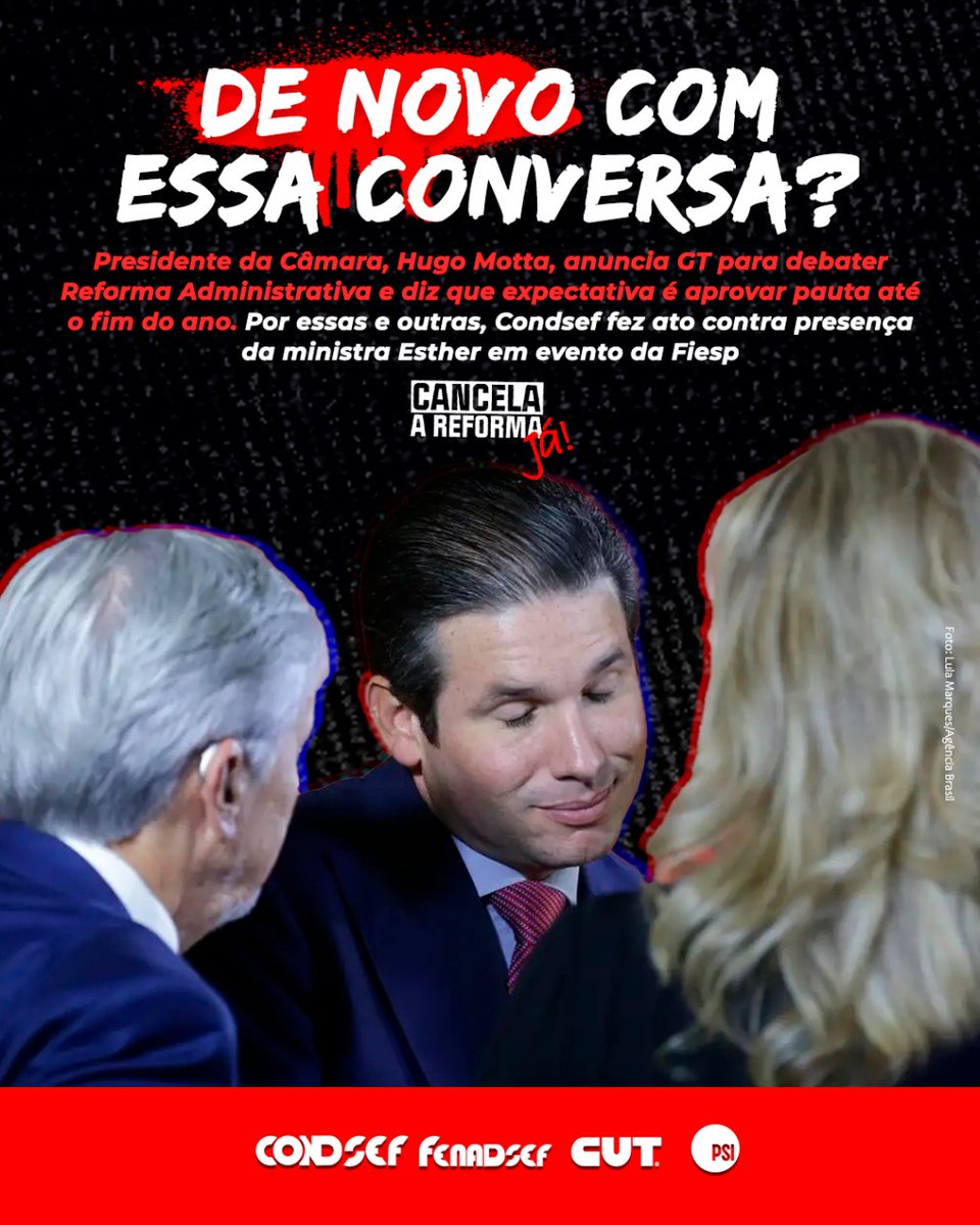 condsef's tweet photo. Presidente da Câmara diz que expectativa é aprovar pauta até o fim do ano. Por essas e outras, Condsef fez ato contra presença da ministra Esther em evento da Fiesp. Luta contra desmonte dos serviços públicos é cada vez mais necessária. Leia no site
https://t.co/kYkVMPfRfw https://t.co/HaoPWCOxSA