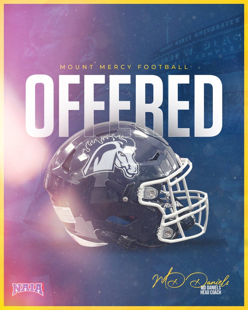 After talking with <a href="/CoachLozano23/">Bubba Lozano</a> , I’m blessed to receive an offer from <a href="/MountMercyFB/">Mount Mercy Football</a>