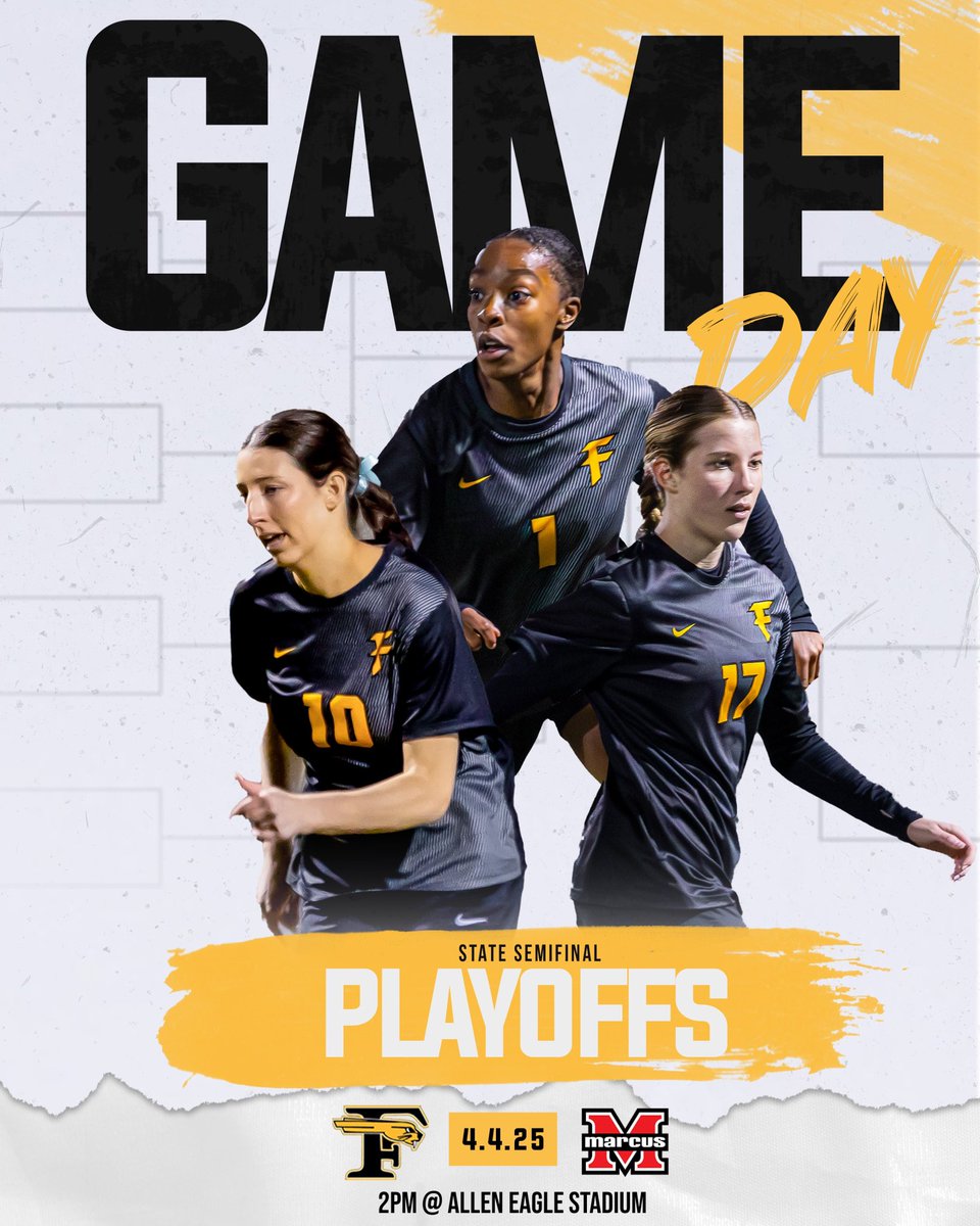 State Semifinals 🏆 It's GAME DAY! 
🎟️ Ticket Link – 6A D2 Girls Semi-Final Championship – 
events.hometownticketing.com/boxoffice/alle…

Flower Mound Marcus vs Forney ⚽️