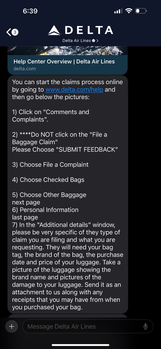 Dunnnner's tweet photo. @Delta Here is a screenshot from my chat on March 25th. I explained that the Delta agent sent my bags to Dublin instead of New York City. They didn’t make it to NYC and also didn’t make it to Dublin. I didn’t get a claim number, I actually got it for the first time today. I called daily https://t.co/cMSzpOB9DC