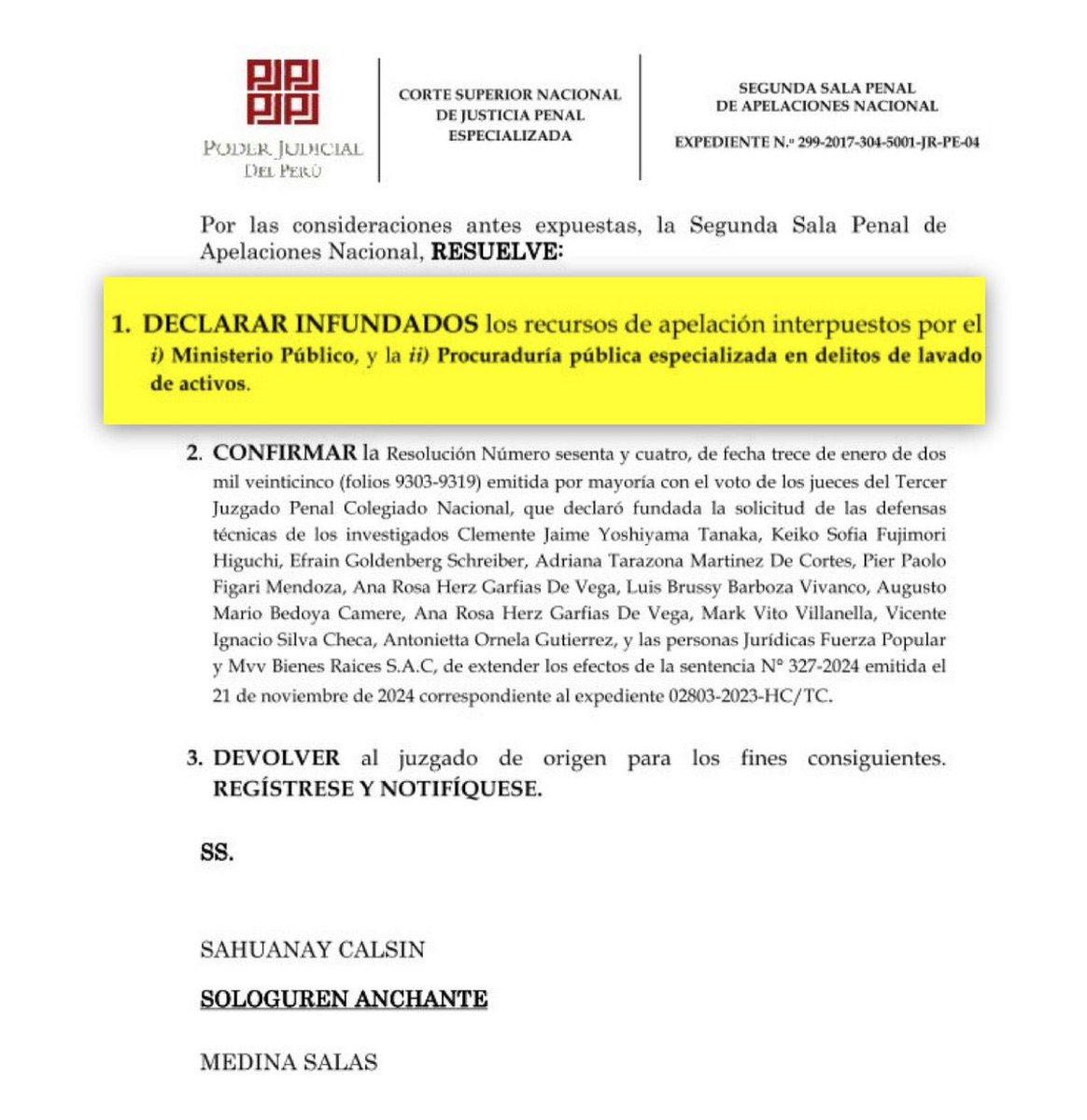 𝗣𝗝 𝗿𝗮𝘁𝗶𝗳𝗶𝗰𝗮 𝗮𝗻𝘂𝗹𝗮𝗰𝗶𝗼́𝗻 𝗱𝗲 𝗷𝘂𝗶𝗰𝗶𝗼 𝗰𝗼𝗻𝘁𝗿𝗮 <a href="/KeikoFujimori/">Keiko Fujimori</a> 💪🍊🇵🇪
La justicia pone las cosas en su lugar. Se intentó armar un caso sin pruebas ni garantías, pero el debido proceso prevaleció. ¡Seguimos firmes! #KeikoFujimori #Justicia #FuerzaPopular
