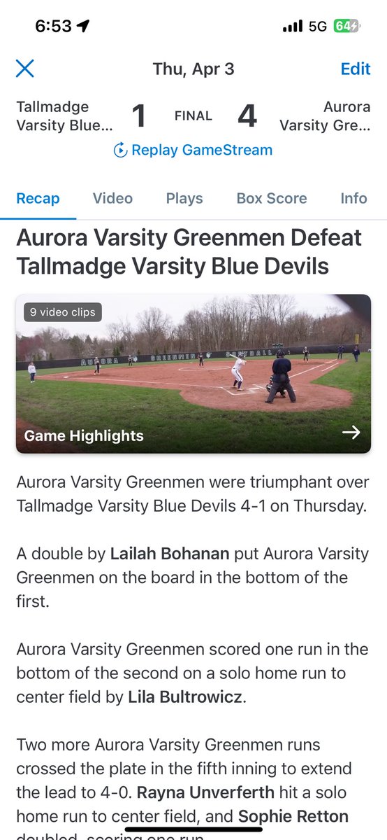 Aurora Softball tweet media