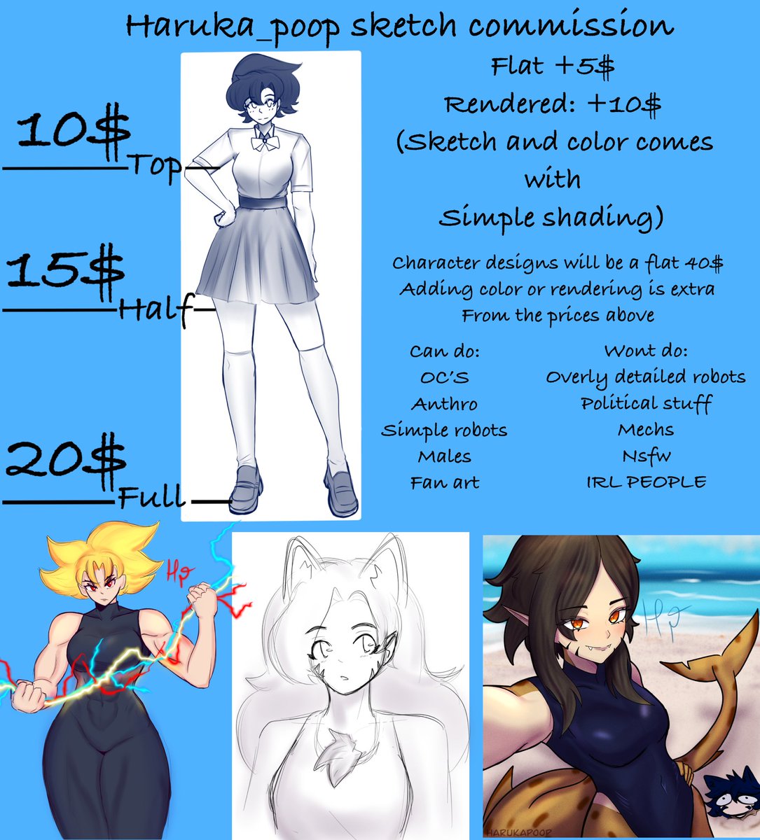HarukaPoop's tweet image. Haruka’s commission shop is open!