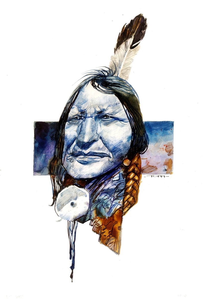 artbytoppi's tweet photo. Toro Seduto / “Sitting Bull” by Sergio Toppi (1932 – 2012). #Art #Comics #Fumetti #Drawing #Drawings #DrawingArt #Illustration #Illustrations #IllustrationArt #Colors #Faces #People #Natives #History #America #SergioToppi https://t.co/3KqiugWmpk
