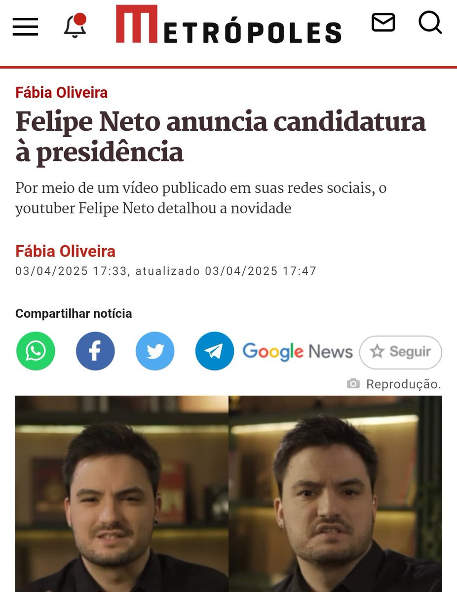 Realndependence's tweet photo. Foi um primeiro de abril atrasado mas veio!
#FelipeNetoPresidente #FelipeNeto2026 https://t.co/ZxmlNUAwhZ