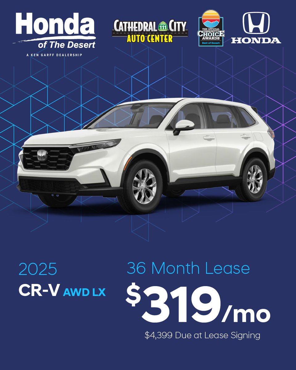 🚗💨 Drive into the future with the 2025 CR-V AWD LX! 🌟 Lease it for just $319/month for 36 months! $4,399 due at signing. Your adventure awaits! 

Shop Now: ow.ly/vfAO50Vuhyt