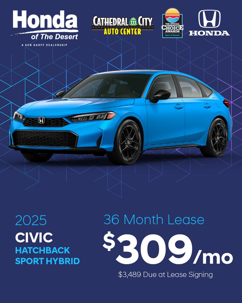 🚗💨 Drive the future with the 2025 Civic Hatchback Sport Hybrid! Just $309/month for 36 months! 🌱💚 Don’t miss out—$3,489 due at signing!

Shop Now: ow.ly/BZrc50Vuhqc