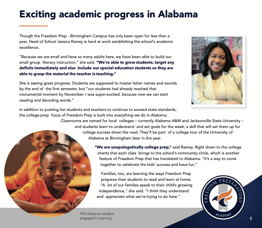 “We’re able to grow students, target any deficits immediately and also include our special education students so they are able to grasp the material the teacher is teaching," says Jessica Ramey, Head of School at FPA - Birmingham.

FPA Impact Report: bit.ly/FPAImpactRepor…