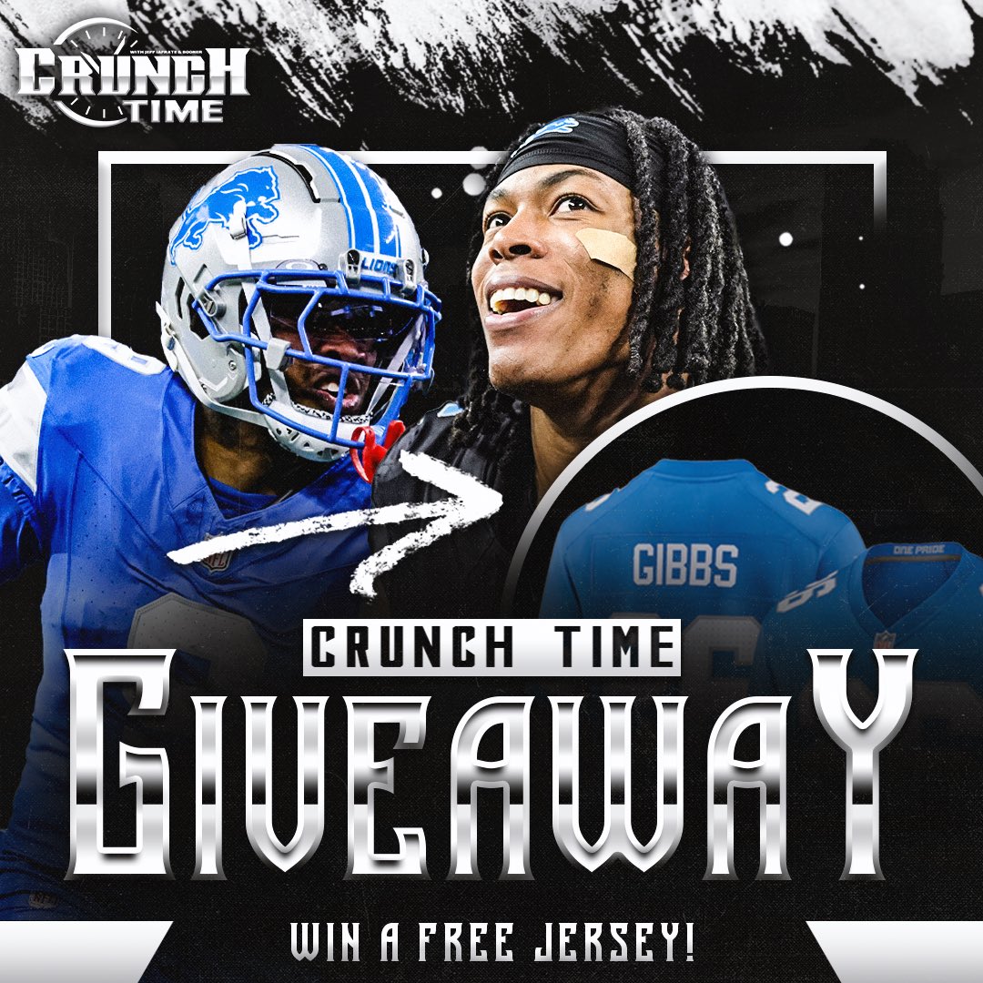 Crunch Time Sports (@officialctpod) on Twitter photo 🚨DETROIT LIONS JERSEY GIVEAWAY🚨
We are giving away a NEW DETROIT LIONS JERSEY of your choice (Can be a Jahmyr Gibbs #0 or Jameson Williams #1 when AVAILABLE)
TO ENTER:
➡️ Follow <a href="/officialctpod/">Crunch Time Sports</a>
➡️ Like & Retweet this tweet
➡️ Subscribe to the Crunch Time YouTube ( 🚨DETROIT LIONS JERSEY GIVEAWAY🚨
We are giving away a NEW DETROIT LIONS JERSEY of your choice (Can be a Jahmyr Gibbs #0 or Jameson Williams #1 when AVAILABLE)
TO ENTER:
➡️ Follow <a href="/officialctpod/">Crunch Time Sports</a>
➡️ Like & Retweet this tweet
➡️ Subscribe to the Crunch Time YouTube (