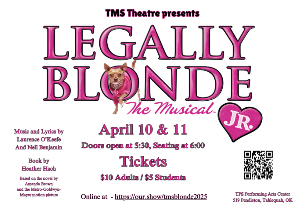 TahlequahPAC's tweet image. Don&apos;t miss your chance to see Legally Blonde Jr.. Tickets are still available but they&apos;re going fast! ⁣
 onthestage.tickets/show/tahlequah…