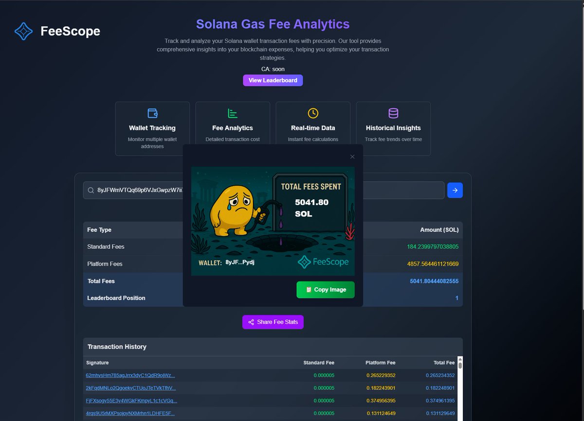 Yo <a href="/LexaproTrader/">Lexapro™ 💉 🕳️</a> you ever wondered how much you've spent in fee's? 

TOTAL FEE'S: 5041.80 SOL

Did you think it would be more or less?
