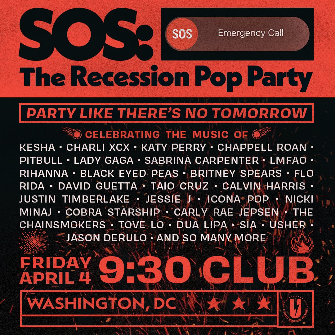 📉✨SOS: The Recession Pop Party hits <a href="/930Club/">9:30 Club</a> TOMORROW NIGHT! ✨📉

🎟️ Final tix moving fast—grab yours now! ticketmaster.com/event/15006258…