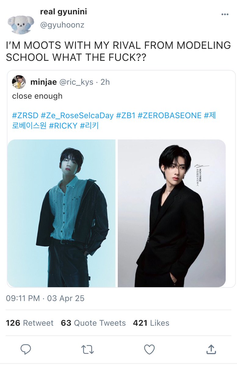 gyuvinom's tweet photo. — a short #kimjjangz (eng) socmed au

wherein jyh was just casually scrolling through twt, then came across a post from his moot’s zrsd. he was in complete shock, the face in the photo was familiar—and it was none other than his rival from modeling school, kmj. https://t.co/EDe3Ya0oyo