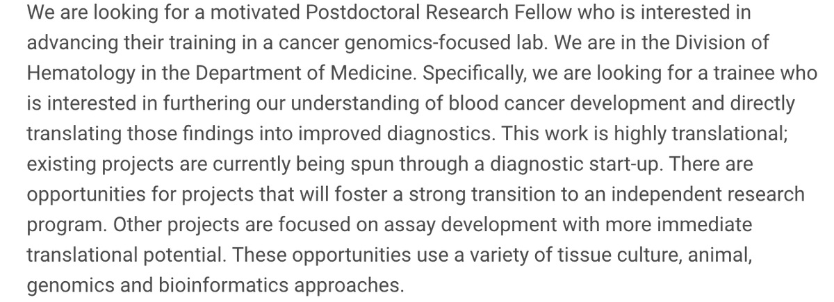 Hematology Postdoctoral Research Associate @WashUMedicine, St. Louis, MO:
Info/Apply HERE: wustl.wd1.myworkdayjobs.com/en-US/External…

#InsideTheMatch