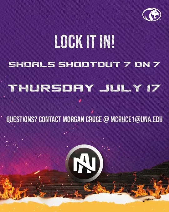 Morgan Cruce (@coachcruce) on Twitter photo Time is now to register for the Shoals Shootout <a href="/UNAFootball/">North Alabama Football</a>! Coaches hit me up or register at the 🔗 👇 if you want a chance at the trophy! Bring your kids to compete and get them evaluated!
…ntdearmonfootballcamps.totalcamps.com/shop/product/4…
#EliteCompetition #LightItUp Time is now to register for the Shoals Shootout <a href="/UNAFootball/">North Alabama Football</a>! Coaches hit me up or register at the 🔗 👇 if you want a chance at the trophy! Bring your kids to compete and get them evaluated!
…ntdearmonfootballcamps.totalcamps.com/shop/product/4…
#EliteCompetition #LightItUp