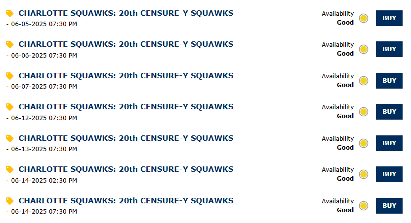 Damn, Squawkers! We haven't even opened ticket sales to the general public and the first seven nights are already IN THE YELLOW!?!?!?!👀👀👀 I guess we should start writing some songs...