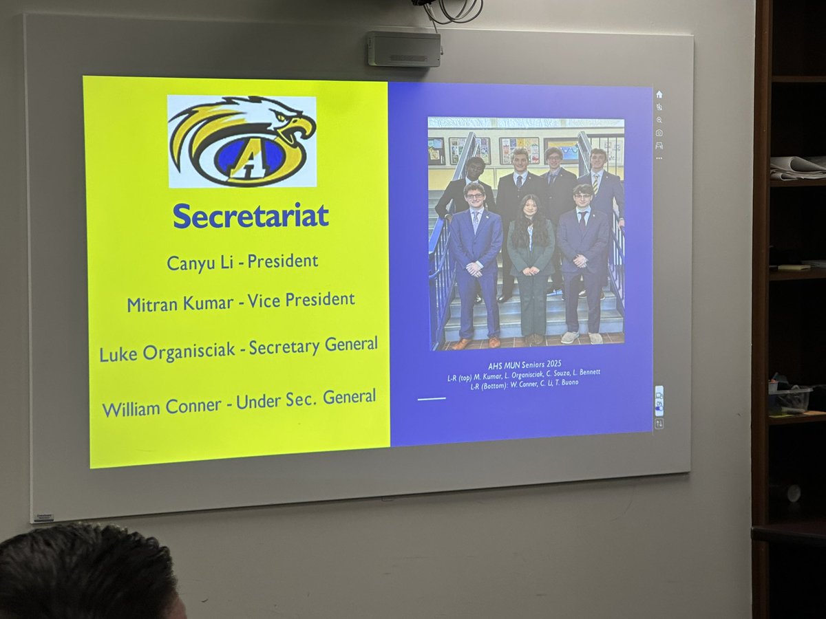 Will Conner and Canyu Li are giving a presentation to the <a href="/AndoverPS/">APS</a> School Committee this evening about the successes of our Model United Nations Club this year!  Thanks to Mr. Sheridan, club sponsor, for all of his hard work and support!