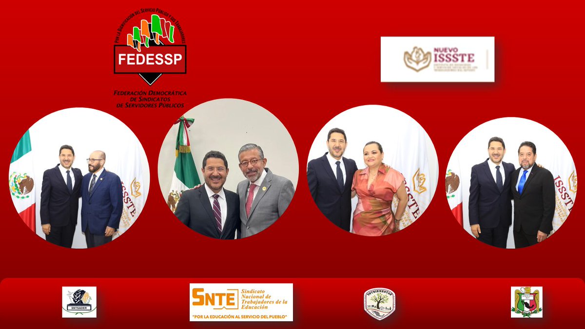 #ReuniónDeTrabajo
<a href="/ISSSTE_mx/">ISSSTE</a>  - <a href="/FedesspN/">FEDESSP Nacional</a> 
Los integrantes de la Presidencia Colegiada Nacional, se reunieron con <a href="/martibatres/">Martí Batres</a>, Dir. Gral.
Temas abordados: Trabajo, Salud, Sindicalismo, Derechos Sociales.
<a href="/agusaviles1/">Agustín Avilés</a> <a href="/pedrojoseescar3/">pedro jose escarcega delgado</a> <a href="/censntsict/">SNTSICT</a> <a href="/marudavalos29/">Maru Dávalos</a> <a href="/mariogomezgg/">Mario  Gómez</a>