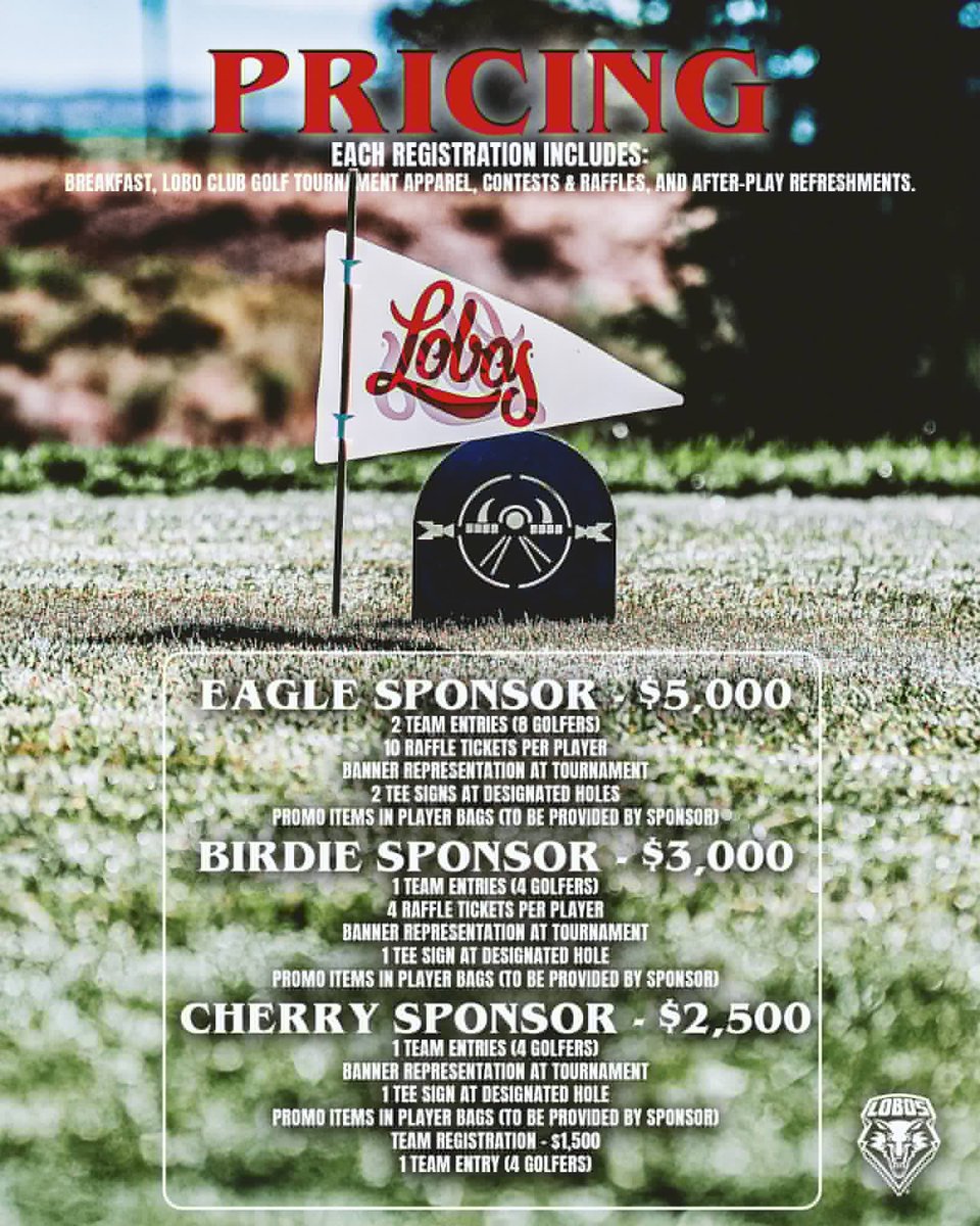 Grab your clubs and come join us on the course!🏌️‍♂️

The Annual Lobo Club Golf Tournament will be held on Friday 5/16 at the Santa Ana Golf Club! ⛳️

This is an AWESOME opportunity to spend the day on the course with fellow Lobos and support our Lobos Student Athletes &amp; UNM