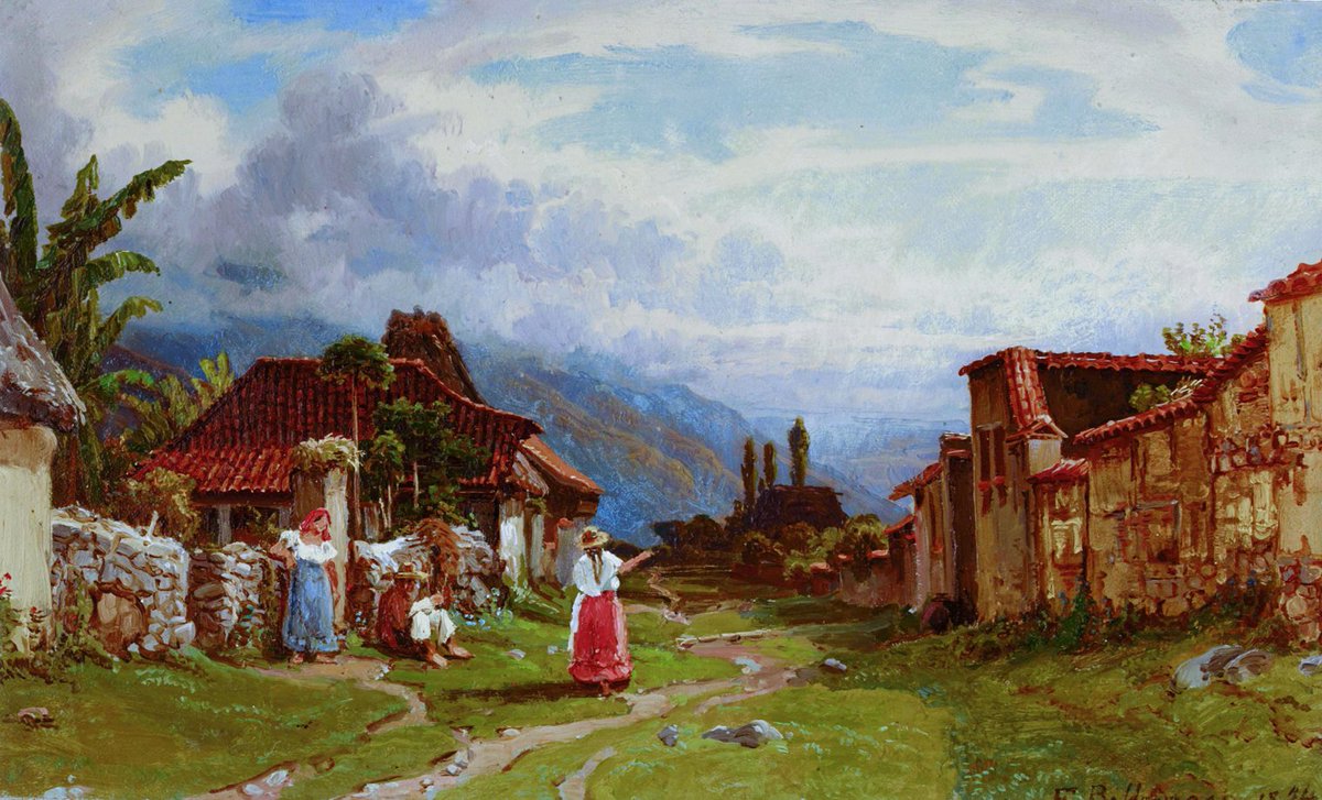 Aesthetic_VZLA's tweet image. Calle de un pueblo en Mérida, por el pintor alemán Ferdinand Bellermann, 1844.