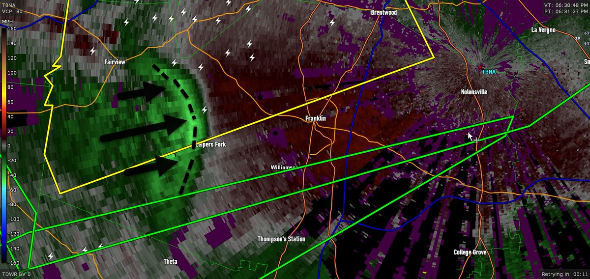 Little line of 40-50 MPH winds punching through Williamson County right now, no indication or concern of tornado / 634 PM / We are live here: youtube.com/watch?v=mRk96P…