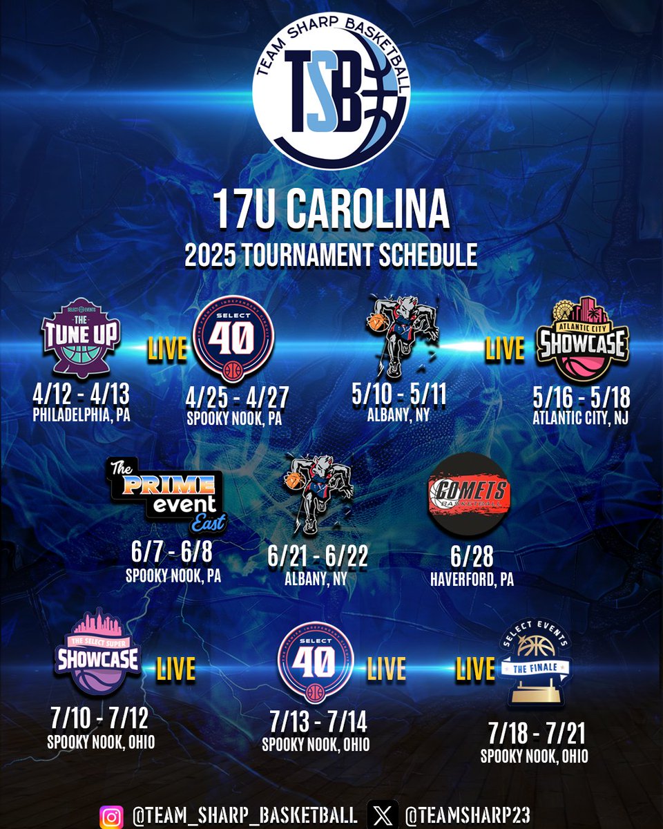 Ava_Frith2026's tweet image. Seems surreal to post this… but here is the schedule for my final season of AAU! So excited to play with my teammates in the upcoming months - it’s going to go too fast! @TeamSharp23 @SelectEventsBB @_CadetHoops @TinyGreenNBS @EJayArrow @brolylew