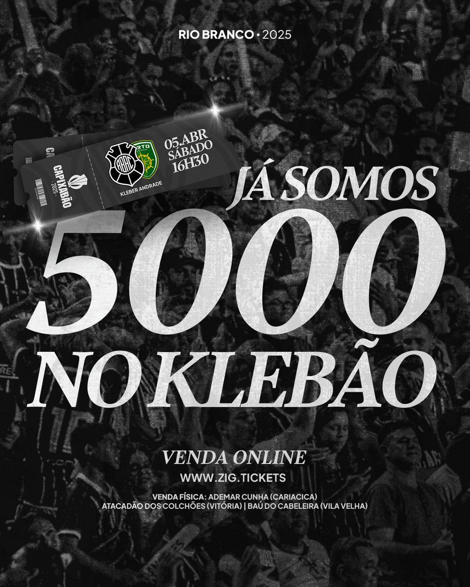 riobrancoes's tweet photo. SE VOCÊ NÃO FOR, SÓ VOCÊ NÃO VAI! É A NAÇÃO CAPA-PRETA VINDO EM PESO EM BUSCA DA 39ª 🏆! COMPRE SEU INGRESSO E NÃO FIQUE DE FORA DA 𝐆𝐑𝐀𝐍𝐃𝐄 𝐅𝐈𝐍𝐀𝐋 ⚫⚪
#Pela39🏆 #PeloBi🏆🏆
É sobre acreditar, é sobre conquistar…⚫️⚪️ https://t.co/d01CPLSoG7