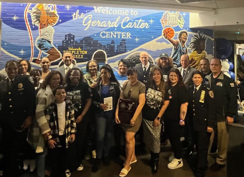 Honoring PO Gerard Carter on his birthday with a celebration &amp; the unveiling of his memorial wall. PO Carter, a dedicated housing cop, was tragically killed in 1998 in Staten Island.

We recognize his mother, Martha, wife, Jozette, &amp; his son, Louis, as we remember his sacrifice!