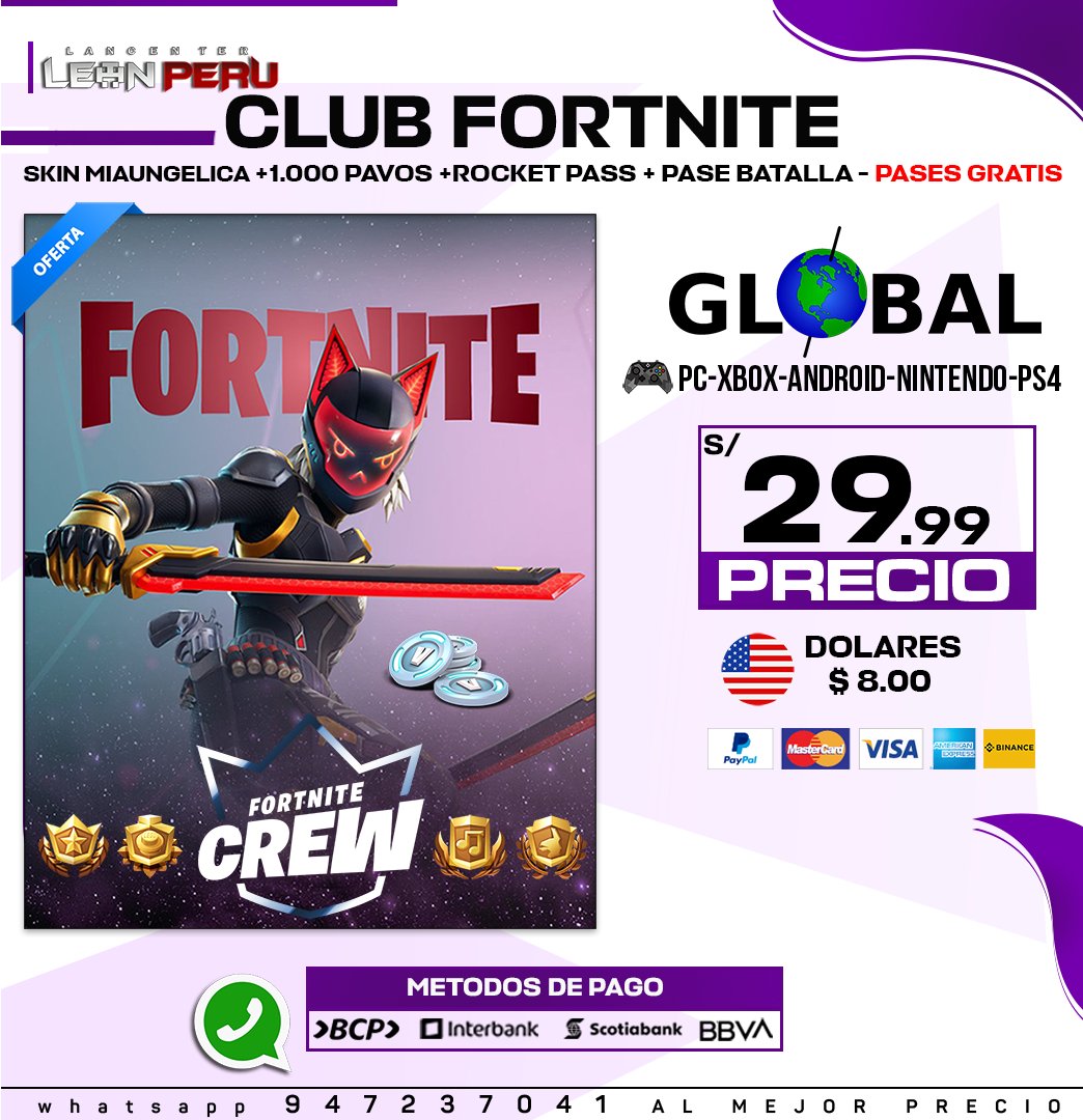 LeonPeruStore's tweet image. 🎮😱𝐂𝐋𝐔𝐁 𝐅𝐎𝐑𝐓𝐍𝐈𝐓𝐄 - 𝐒/𝟐𝟗.𝟗𝟗 𝐆𝐋𝐎𝐁𝐀𝐋 - ABRIL✨🎮
𝘎𝘢𝘳𝘢𝘯𝘵𝘪𝘢 𝘺 𝘚𝘦𝘨𝘶𝘳𝘪𝘥𝘢𝘥 𝘓𝘌𝘖𝘕𝘗𝘌𝘙𝘜 𝘌.𝘐.𝘙.𝘓 𝘙𝘜𝘊: 20612643327. 𝘕𝘰 𝘤𝘰𝘯𝘧𝘪𝘦𝘴 𝘵𝘶 𝘤𝘶𝘦𝘯𝘵𝘢 𝘦𝘯 𝘯𝘪ñ𝘰𝘴 𝘲𝘶𝘦 𝘫𝘶𝘦𝘨𝘢𝘯 𝘢 𝘭𝘢𝘴 𝘳𝘦𝘤𝘢𝘳𝘨𝘢𝘴, dame privado !